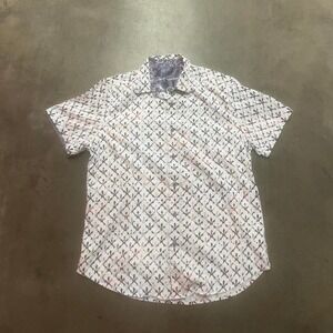 Robert graham men's white short sleeve button up floral‎ aop
